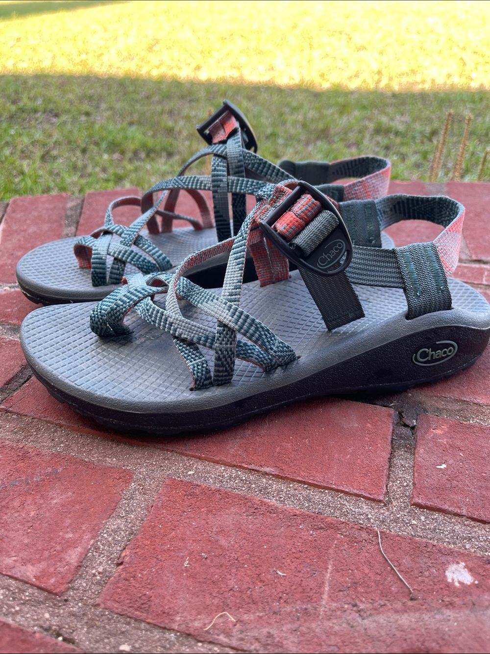 Chaco Women's Teal and Coral Z/Cloud Sandals